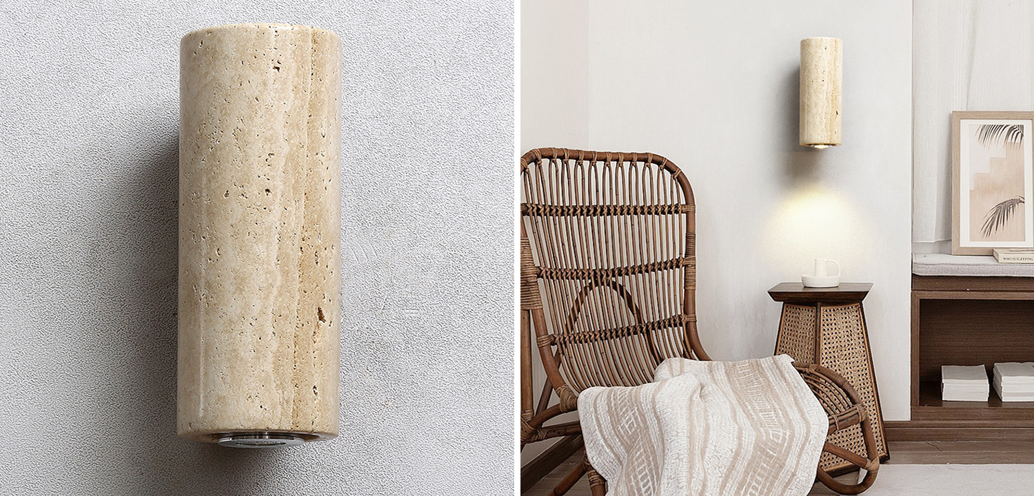 Бра Travertine Cylinder Spot Wall Lamp - фото