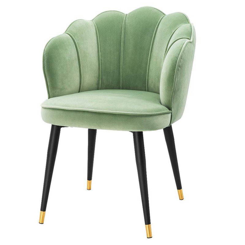 Стул Eichholtz Dining Chair Bristol pistache green Зеленый шалфей Черный Латунь в Казани | Loft Concept 