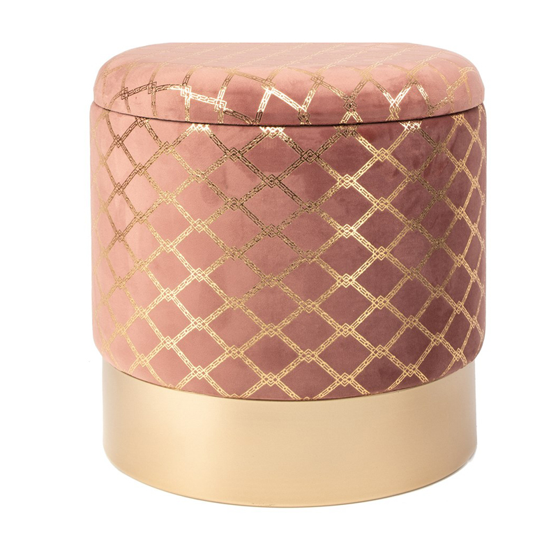 Пуф PUF Upholstery Gold Mesh розовый Розовый (Rose) Золотой в Казани | Loft Concept 