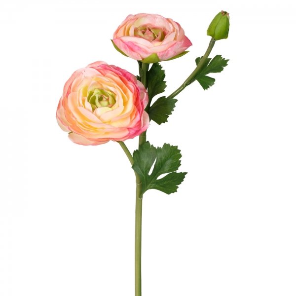 Декоративный искусственный цветок Pink Ranunculus Розовый Зеленый в Казани | Loft Concept 