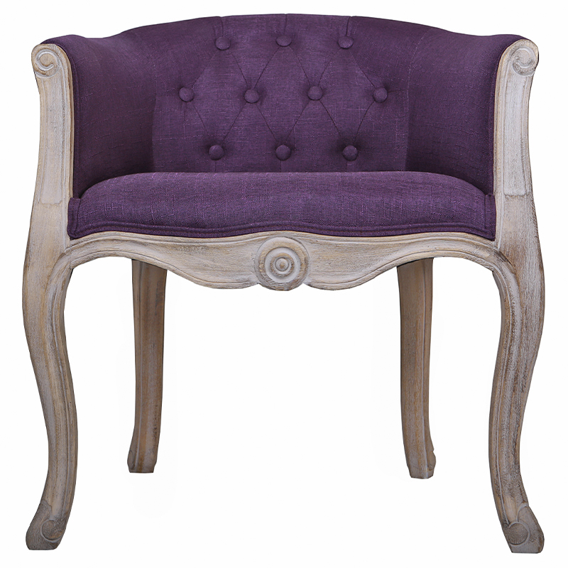 Кресло низкое в стиле прованс Louis French Armchair purple flax Фиолетовый Бежево-серый в Казани | Loft Concept 