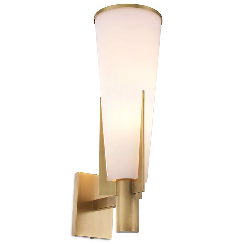 Бра Eichholtz Wall Lamp Dino Brass Латунь Белое матовое стекло в Казани | Loft Concept 