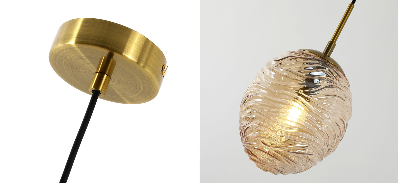 Подвесной светильник с плафоном янтарного цвета Perforated Glass - фото №1