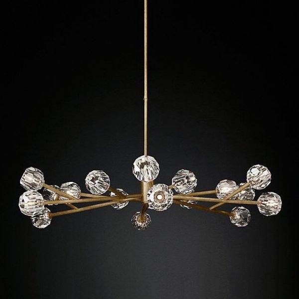 Люстра RH Boule De Cristal Round Chandelier 48 Латунь Черный в Казани | Loft Concept 