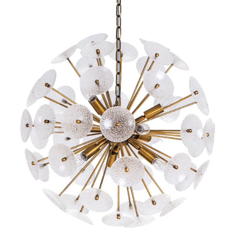 Люстра Sputnik Textured Glass White Chandelier Золотой Белый в Казани | Loft Concept 