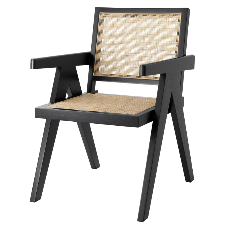 Стул Eichholtz Dining Chair Aristide black Черный Бежевый в Казани | Loft Concept 