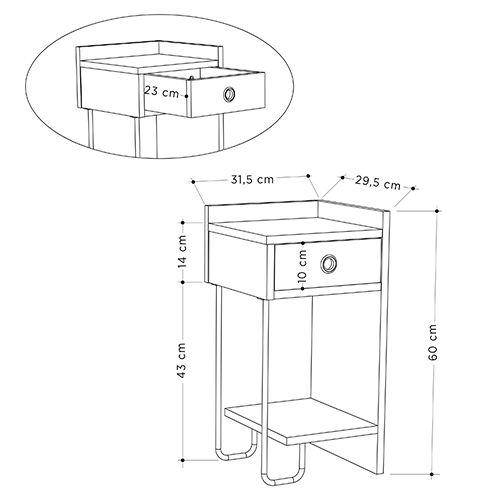 Прикроватная тумба белого цвета с ящиком и открытой полкой SIRIUS NIGHTSTAND RIGHT MODULE WHITE в Казани