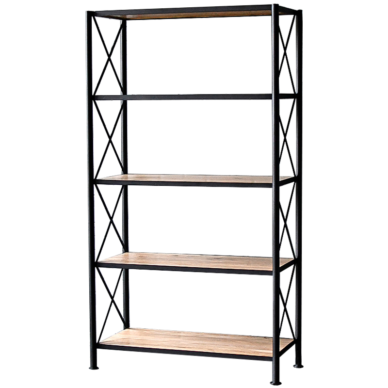 Стеллаж Buckley Industrial Metal Rust Rack Черный Древесина в Казани | Loft Concept 