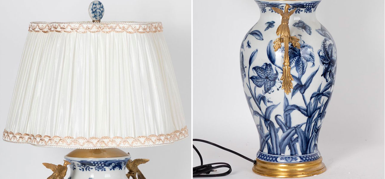 Настольная лампа лилия с бронзовыми элементами Lily - фото