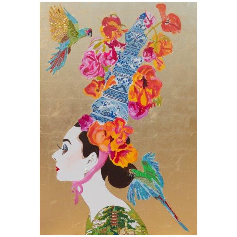 Картина “Audrey with Ming Pagoda Headdress and Parrots” Мульти в Казани | Loft Concept 