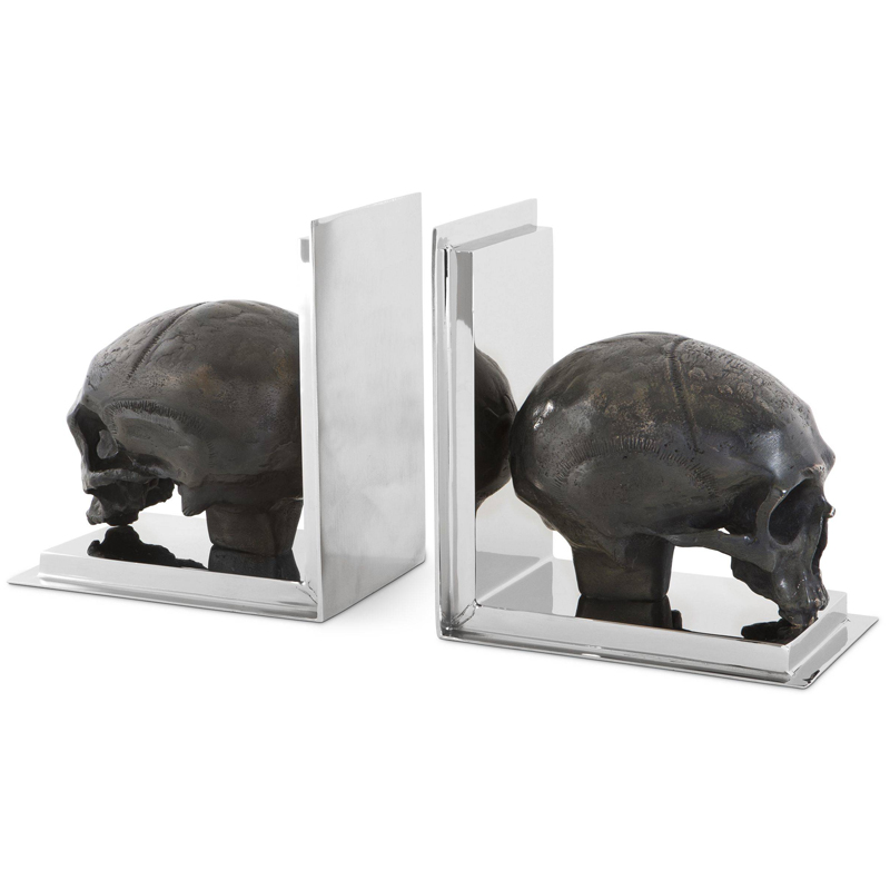 Держатель для книг Eichholtz Bookend Skull set of 2 Никель Винтажная латунь в Казани | Loft Concept 