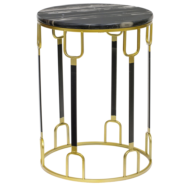 Приставной стол Dorius Side Table black marble high Латунь Черный Черный Мрамор Nero в Казани | Loft Concept 