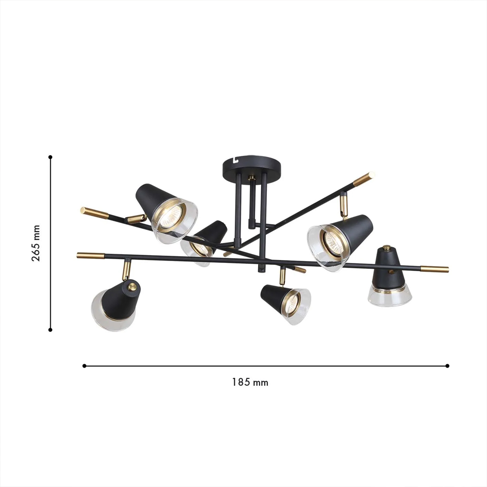 Потолочный светильник с конусообразными плафонами с контрастным сочетанием бронзы и глубоким черным цветом Aurika в Казани