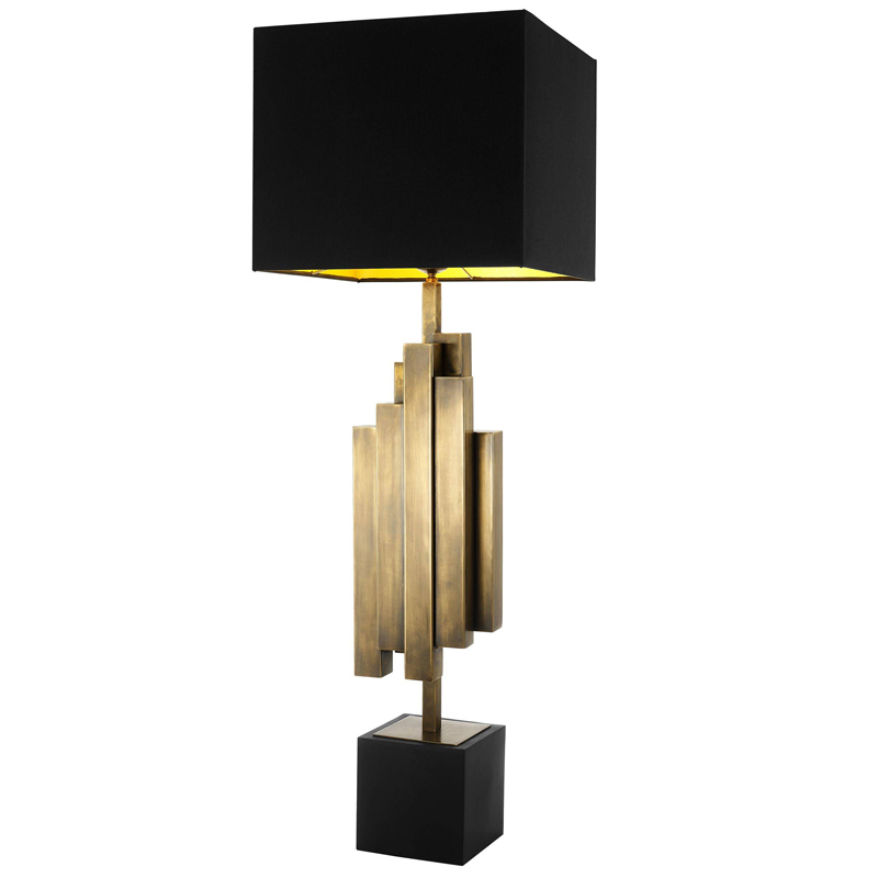 Настольная лампа Eichholtz Table Lamp Beau Rivage Черный Винтажная латунь в Казани | Loft Concept 