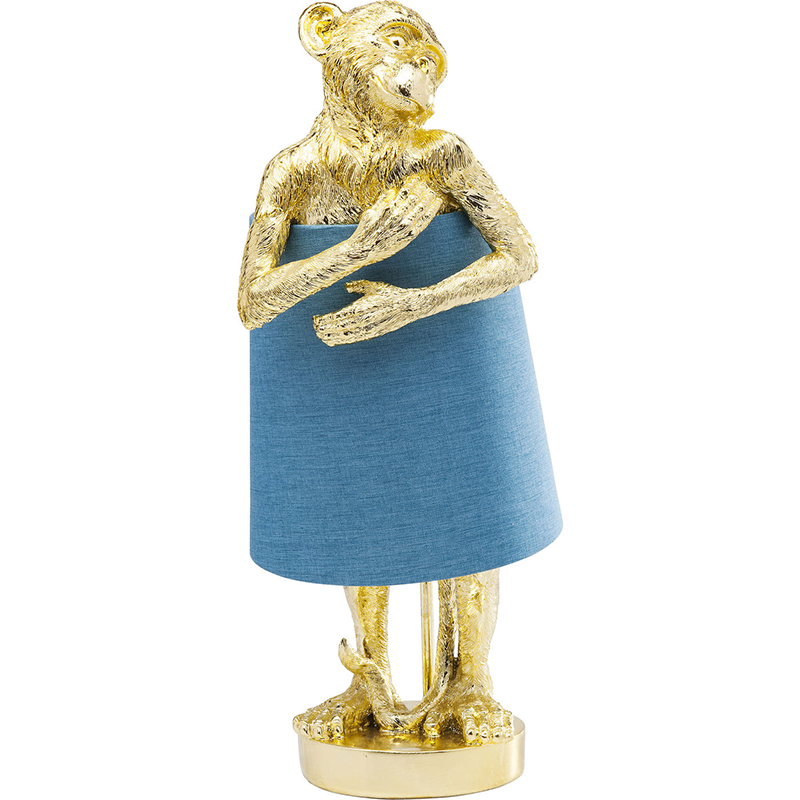 Настольная лампа Golden Monkey Hugging Lampshade Золотой Светло-синий в Казани | Loft Concept 