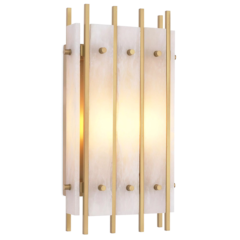 Бра Eichholtz Wall Lamp Sparks S Alabaster Латунь Бежевый Белый Мрамор Bianco в Казани | Loft Concept 