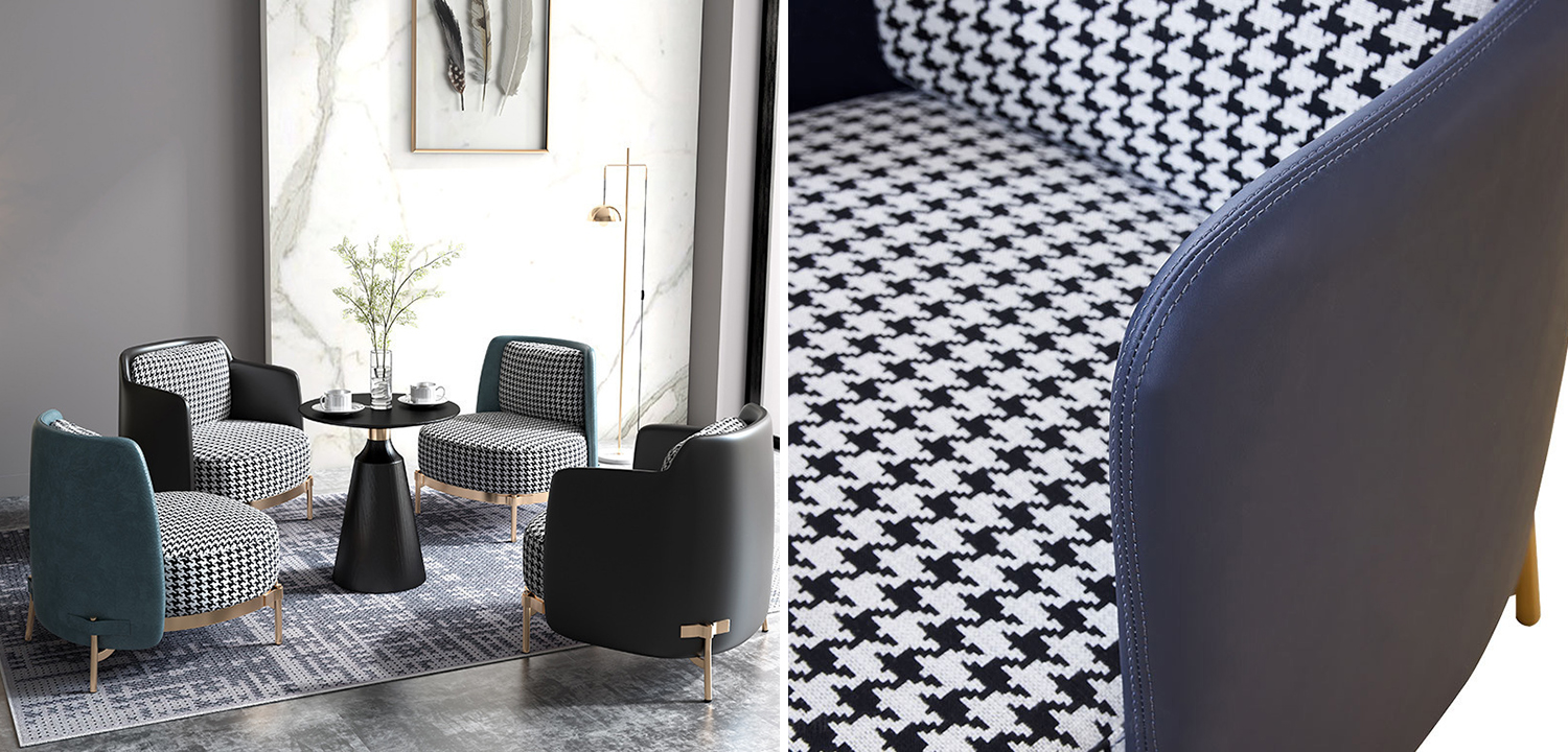 Кресло Pied de Poule Blue Armchair - фото