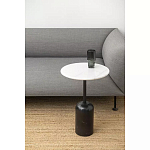 Кофейный столик с белой мраморной столешницей на черном основании Tall Coffee Black and White Table варинант исполнения - 2 | Loft Concept в Казани