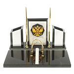 Настольный письменный набор из мрамора и змеевика с гербом России Marble Accessory варинант исполнения - 1 | Loft Concept в Казани