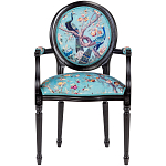 Полукресло из массива бука бирюзовое с изображением птиц и цветов Turquoise Chinoiserie Garden Chair варинант исполнения - 1 | Loft Concept в Казани