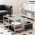 Дизайнерский журнальный стол квадратный с полками Akydy варинант исполнения - 3 | Loft Concept в Казани