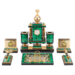 Настольный письменный набор из малахита и долерита с декором в виде герба России Leader Organizer варинант исполнения - 1 | Loft Concept в Казани