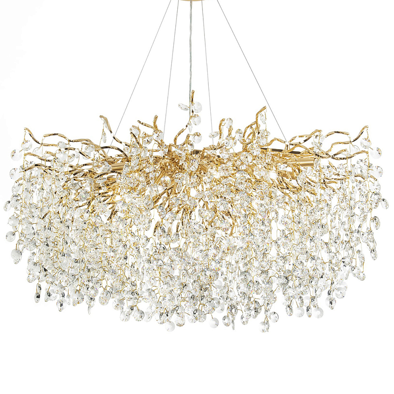 Люстра с хрустальными подвесками на металлических ветках Fairytree Light Gold Chandelier 18 Золотой Прозрачный Люстра с хрустальными подвесками на металлических ветках Fairytree Light Gold Chandelier 18 Золотой Прозрачный в Казани | Loft Concept
