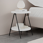Стол приставной с 2-мя круглыми белыми столешницами ESSEL SIDE TABLE WHITE варинант исполнения - 7 | Loft Concept в Казани