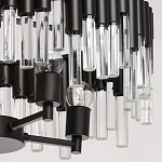 Люстра круглая из матового черного металла с подвесками из прозрачных стеклянных трубок Noir Tubes варинант исполнения - 5 | Loft Concept в Казани