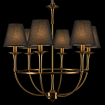 Люстра на металлическом основании бронзового цвета с 6-ю черными конусовидными абажурами Dignity варинант исполнения - 7 | Loft Concept в Казани