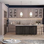 Угловая кухня с островом из массива дерева Amaline Kitchen Set варинант исполнения - 1 | Loft Concept в Казани