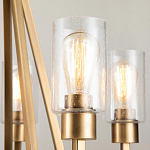 Люстра цвета латунь с 5-ю цилиндрическими плафонами из прозрачного пузырчатого стекла Kichler варинант исполнения - 4 | Loft Concept в Казани