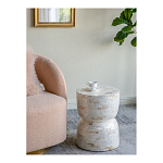 Приставной столик с мозаичным рисунком из раковин устриц Bone Inlay варинант исполнения - 6 | Loft Concept в Казани