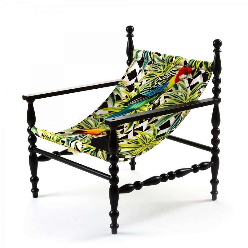 Кресло Seletti Heritage Armchair Parrots Черный Мульти в Казани | Loft Concept 