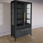 Витрина Primo со стеклянными фасадами и буфетом шпон Черный дуб варинант исполнения - 3 | Loft Concept в Казани