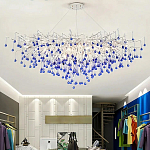 Люстра овальная с синими стеклянными подвесками в форме капель FAIRYTREE Light варинант исполнения - 4 | Loft Concept в Казани