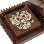 Настольный письменный набор с часами в виде пирамиды из природного камня обсидиана Pyramid of Time варинант исполнения - 3 | Loft Concept в Казани