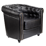 Кресло кожаное с мягкими подлокотниками на 4-х деревянных ножках Logan Leather Armchair black варинант исполнения - 1 | Loft Concept в Казани