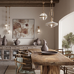 Подвесной светильник с прямоугольными и овальными элементами и акцентом из натурального камня Tectona  варинант исполнения - 7 | Loft Concept в Казани