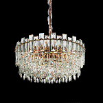 Круглая люстра с хрустальными подвесками на золотистом каркасе Gorgeous Crystal Light варинант исполнения - 6 | Loft Concept в Казани