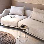 Стол журнальный круглый со столешницей из стекла Gold and Black Marble варинант исполнения - 5 | Loft Concept в Казани