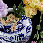 Ваза округлой формы с бело-синим цветочным орнаментом Blue & White Ornament  варинант исполнения - 3 | Loft Concept в Казани