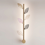 Бра с золотистой вертикальной трубкой и декоративными прозрачными листьями из стекла Sylva  варинант исполнения - 2 | Loft Concept в Казани