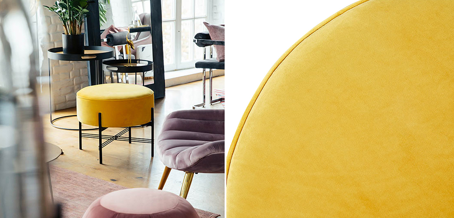 Пуф желтый велюровый Sanjay Velour Pouf Yellow Пуф желтый велюровый Sanjay Velour Pouf Yellow - Loft-Concept в Казани