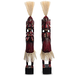 Комплект из 2-х деревянных статуэток Asmat Straw Headdress Statuettes Red варинант исполнения - 5 | Loft Concept в Казани