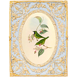 Декоративный постер с изображением птиц в раме с рельефным растительным узором Blooming Birds Poster варинант исполнения - 9 | Loft Concept в Казани