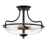 Потолочный светильник со стеклянным плафоном на изогнутых кронштейнах Quoizel  варинант исполнения - 15 | Loft Concept в Казани