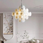 Люстра  с каскадом из круглых декоративных элементов  White Clear Glass Chandelier варинант исполнения - 3 | Loft Concept в Казани