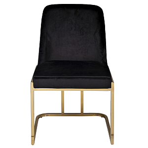Стул обеденный велюровый черный с золотым каркасом Nobility