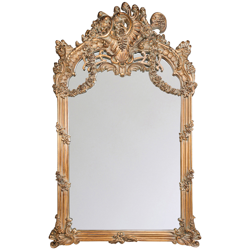 Зеркало настенное в ажурной раме с эффектом старины Classic Ornament Mirror Светло-коричневый  в Казани | Loft Concept 